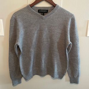 Grey Merino Wool Harrison Davis V Neck Sweater Womens Large